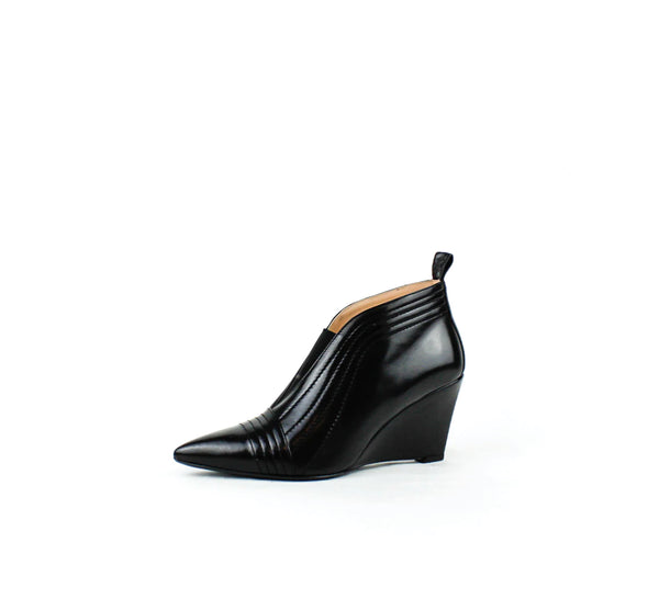 Framablu, Blue Leather Wedge Ankle Boots