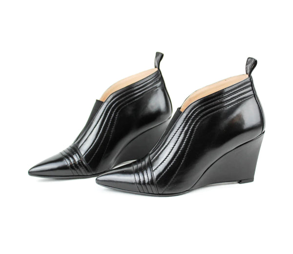 Framablu, Blue Leather Wedge Ankle Boots
